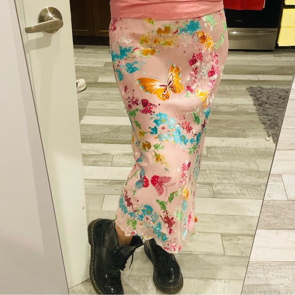 Anthro Italian BELLA VALENTINA Silk Diagonal Slim fit Midi Slip Skirt - Picture 10 of 16